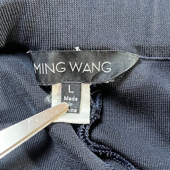 Ming Wang Pants Womens Large Blue Knit Pull On Straight Ankle High Rise Casual - Picture 6 of 11